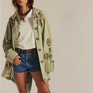 FREE PEOPLE Davy Jones Embroidered Floral Parka, Size M